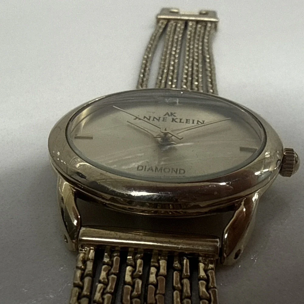Anne Klein Ladies Watch Multi Strand Band Bracelet Diamond Gold Tone New Battery